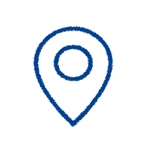 Der blaue location marker.